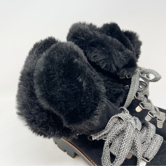 WHITE MOUNTAIN Women’s Black GLAMOROUS ANKLE BOOTIE Lug Sole Shearling Fur Sz 11 - Picture 4 of 12